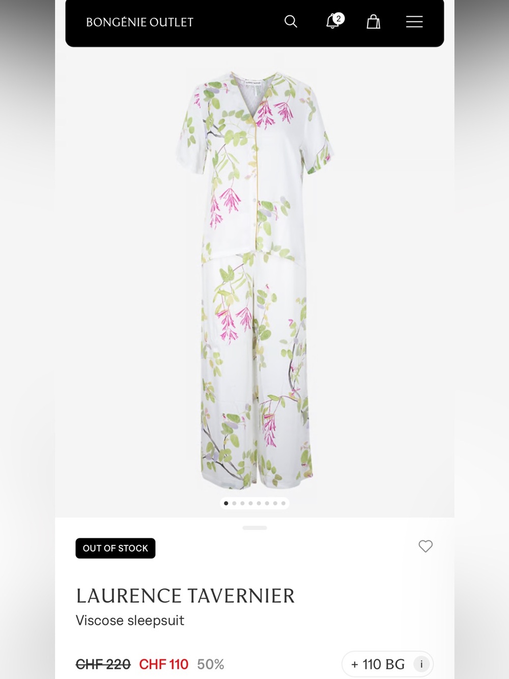 laurence tavernier Floral Button-Front Pajama Set in White, Green & Pink